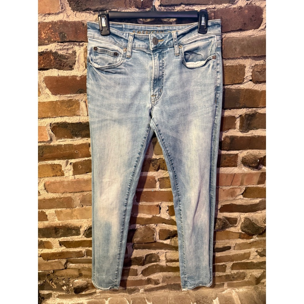 American Eagle Slim Jeans Mens 30x34 Light Wash Streetwear Skater Flex Denim